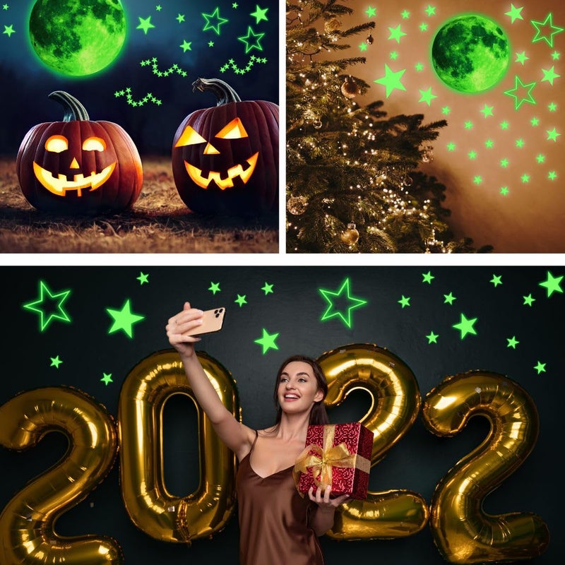 GLOCARNIVAL Glow Stars and Full Moon Wall Stickers for Starry Sky,Glowing Star Beautiful Wall Decals for Any Room,Beautiful Wall Decals for Kids Gift,Glow in The Dark Stars Light Your Ceiling - Image 4